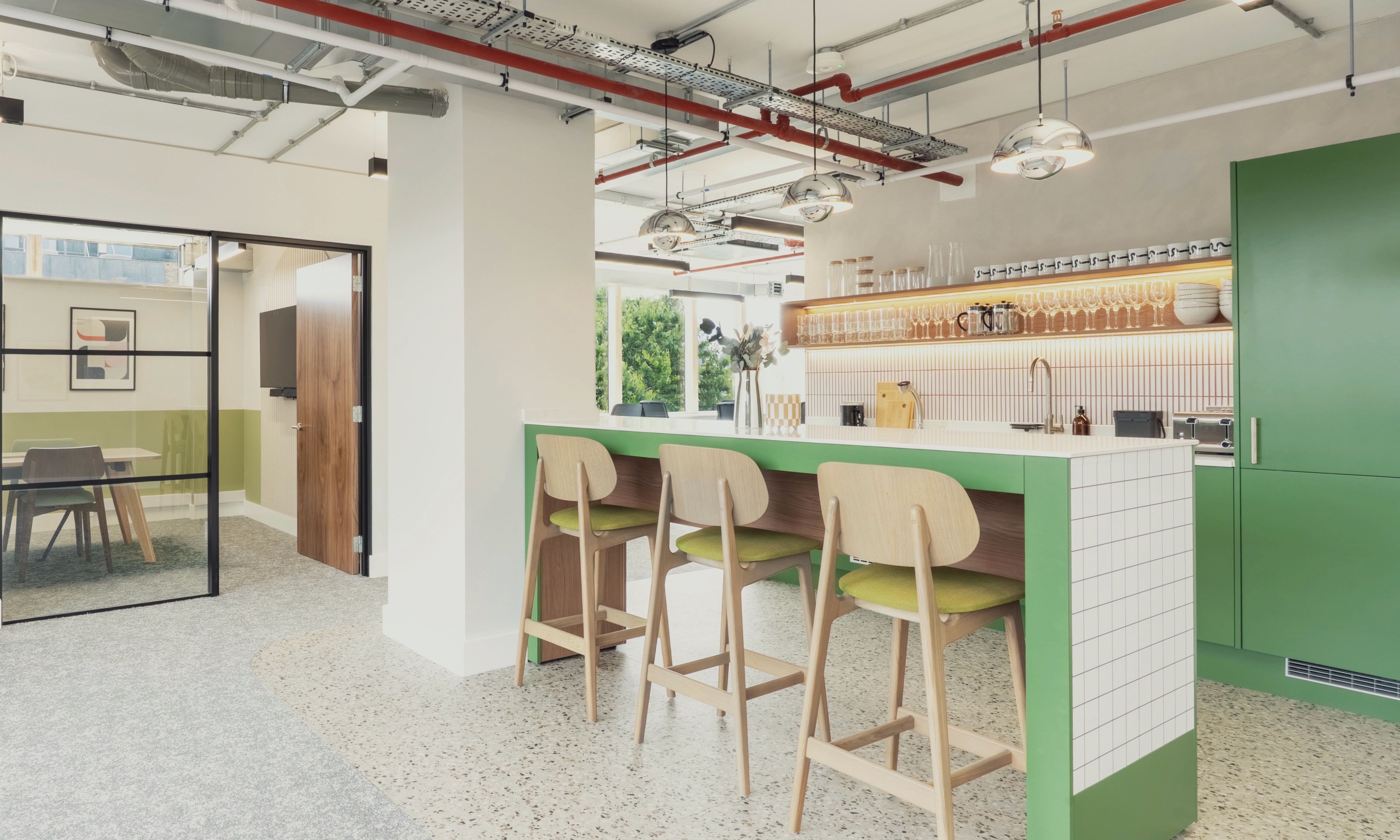 Kitchen and social bar area